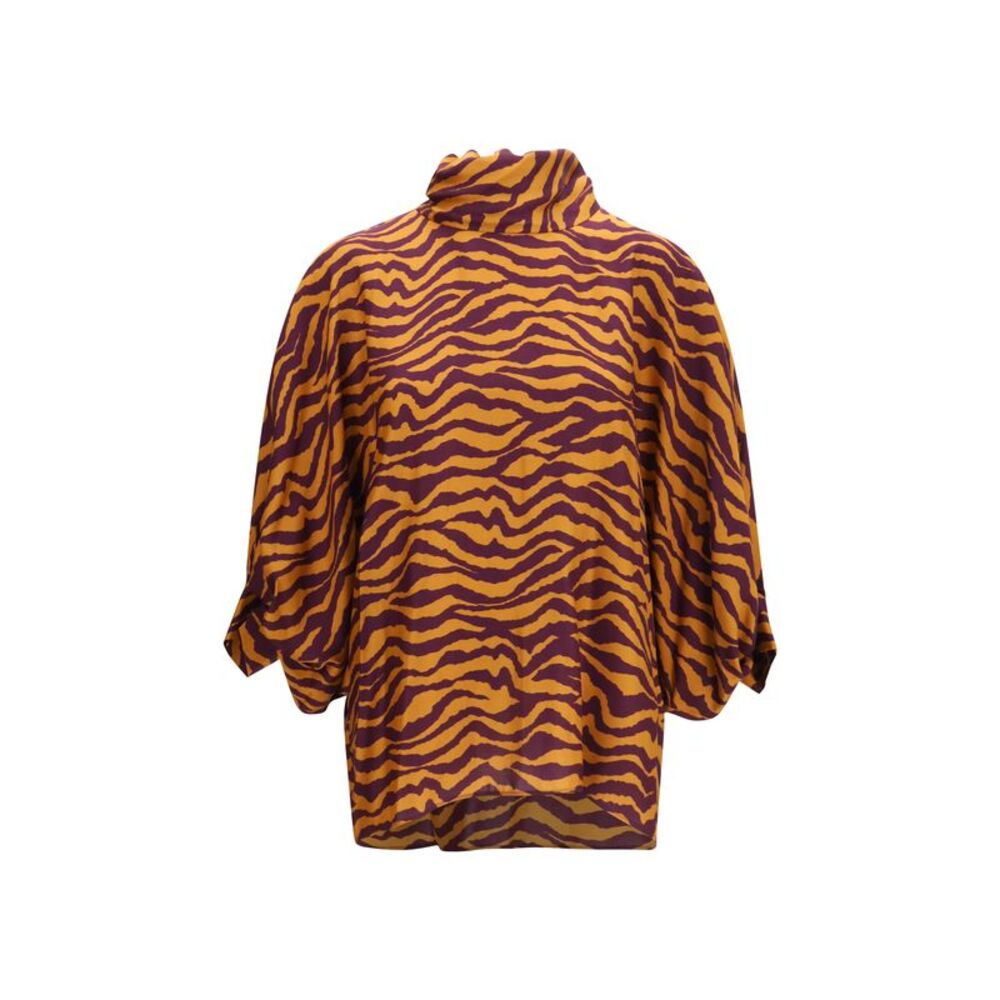Kristina Ti Women Viscose And Silk Blouse With High Collar